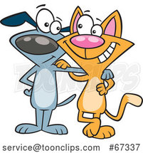 Cartoon Cat and Dog Embracing by Toonaday