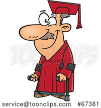 Cartoon Happy Older White Graduate with Canes by Toonaday