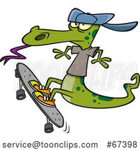 Cartoon Lizard Skateboarding by Toonaday