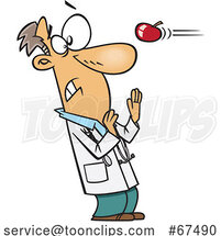 Cartoon Apple Flying at a Doctor by Toonaday