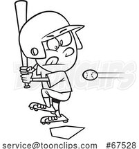 Cartoon Lineart Little Leaguer Baseball Boy by Toonaday