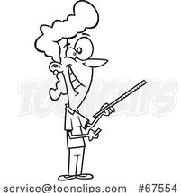 Cartoon Black and White Lady Using a Yard Stick by Toonaday