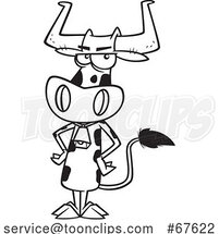 Cartoon Outline Cow Wearing a Bell by Toonaday