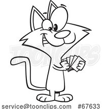 Cartoon Outline Cat with a Poker Face by Toonaday