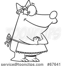 Cartoon Outline Mamma Bear in an Apron by Toonaday
