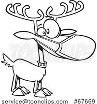 Cartoon Christmas Reindeer Waring a Face Mask by Toonaday
