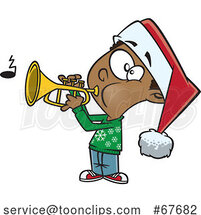 Cartoon Boy Playing Christmas Music with a Trumpet by Toonaday
