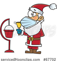 Cartoon Christmas Santa Claus Wearing a Mask and Ringing a Bell by Toonaday