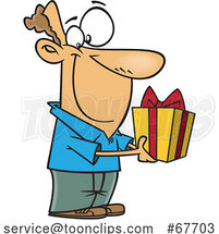 Cartoon Guy Holding a Gift by Toonaday