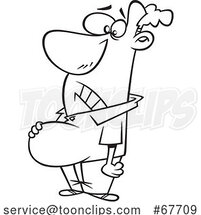 Clipart Outline Cartoon Guy with a Pot Belly by Toonaday