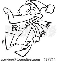 Clipart Outline Cartoon Walking Christmas Duck by Toonaday