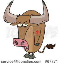 Clipart Cartoon Tough Chinese Zodiac Tattooed Ox by Toonaday