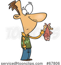 Cartoon Guy Holding a Red Herring by Toonaday