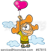 Cartoon Girl Floating with a Heart Balloon by Toonaday