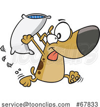 Cartoon Dog Engaging in a Pillow Fight by Toonaday