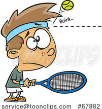 Cartoon Boy Being Bonked on the Head by a Tennis Ball by Toonaday
