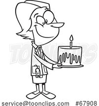 Cartoon Black and White Doctor Holding a Birthday Cake by Toonaday