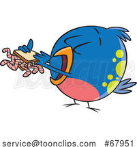 Cartoon Bird Eating a Worm Sandwich by Toonaday