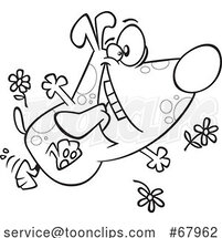 Cartoon Black and White Happy Spring Pup by Toonaday