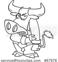 Cartoon Black and White Tough Boss Bull by Toonaday