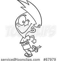 Cartoon Black and White Boy Exiting Stage Left by Toonaday