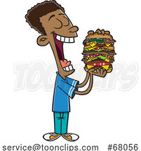 Cartoon Guy Eating a Giant Hamburger by Toonaday