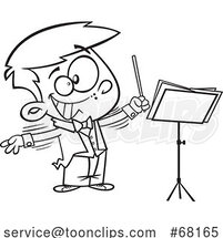 Cartoon Black and White Boy Music Conductor by Toonaday