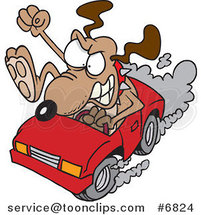 Cartoon Driving Dog with Road Rage by Toonaday