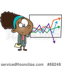 Cartoon Businesswoman Looking at a Dropping Chart by Toonaday