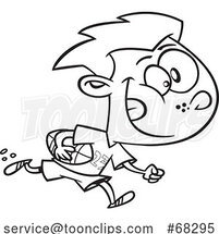 Black and White Cartoon Boy Playing Football by Toonaday