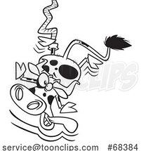Cartoon Outline Cow Bungee Jumping by Toonaday