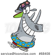 Cartoon Beach Rhino in Summer Time by Toonaday
