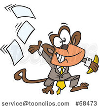 Cartoon Business Monkey Tossing Papers by Toonaday