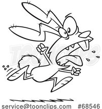 Cartoon Lineart Raging Bunny Rabbit by Toonaday