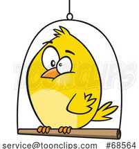 Cartoon Canary Bird on a Swing by Toonaday