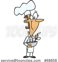 Cartoon Female Chef Mixing Ingredients by Toonaday