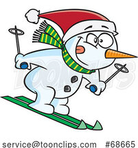 Cartoon Skiing Snowman by Toonaday