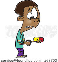 Cartoon Boy Looking at a Giant Pill by Toonaday