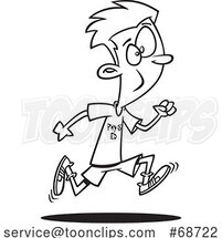 Cartoon Outline Boy Running in Physical Education Class by Toonaday