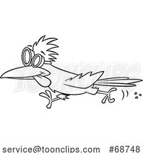 Cartoon Black and White Roadrunner Wearing Goggles by Toonaday