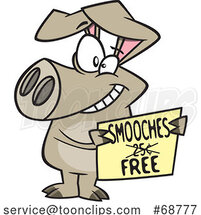 Cartoon Pig Offering Free Smooches by Toonaday