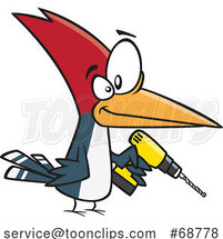 Cartoon Woodpecker Holding a Power Drill by Toonaday