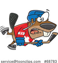 Cartoon Beaver Playing Hockey by Toonaday