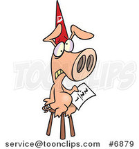 Cartoon Pig Wearing a Dunce Hat by Toonaday