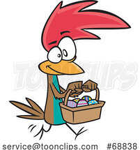 Clipart Cartoon Easter Chicken Carrying a Basket by Toonaday