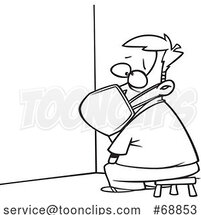 Cartoon Guy Wearing a Mask and Sitting in the Corner on Time out by Toonaday