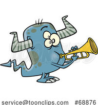Cartoon Monster Playing a Trumpet by Toonaday