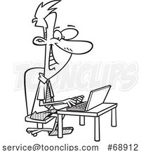 Cartoon Black and White Guy Working from Home in His Boxers by Toonaday