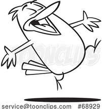 Cartoon Black and White Happy Lark Bird by Toonaday