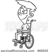 Cartoon Black and White Teen Boy in a Wheelchair by Toonaday